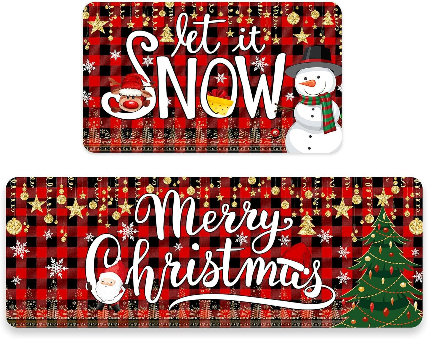 🌲🎁🤶【2 PC】【40*60+40*120cm】Новата коледна стая кухня стая кухненска врата устойчиви на петна декоративни постелки