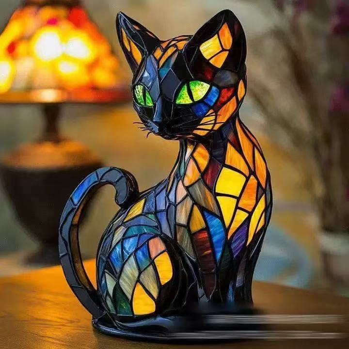 🐱🐶Орнаменти от смола, LED нощна лампа, изкуство, статуетка на животно, креативна декорация за офис, дом, ключ с USB гнездо