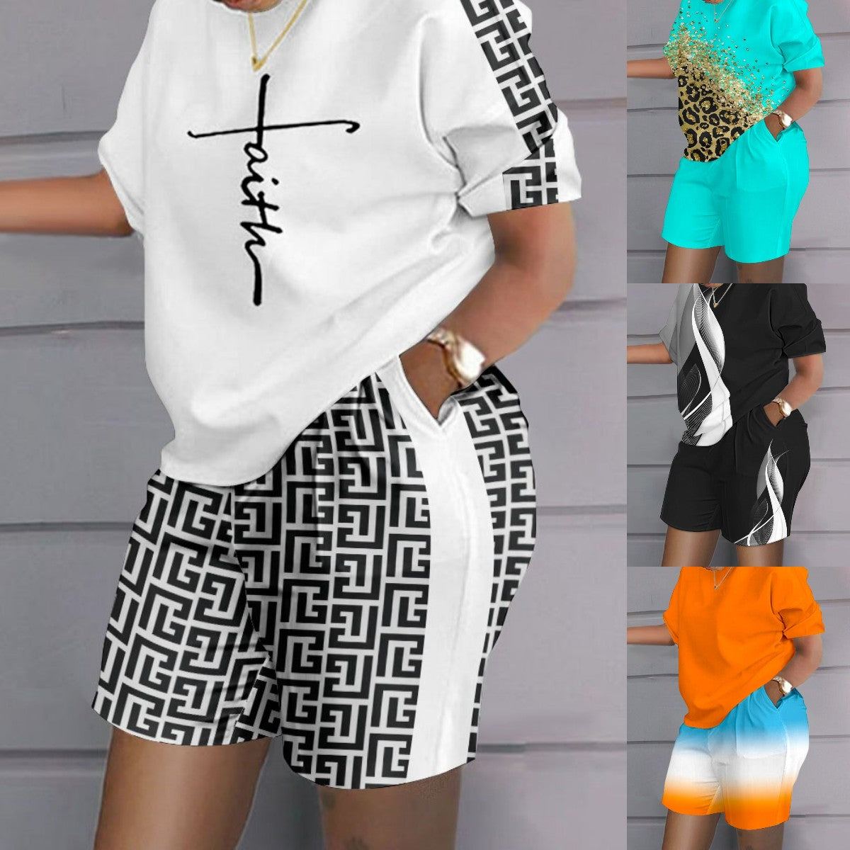 😍 Garnitur casual w stylu hip-hopowym (top + spodenki)