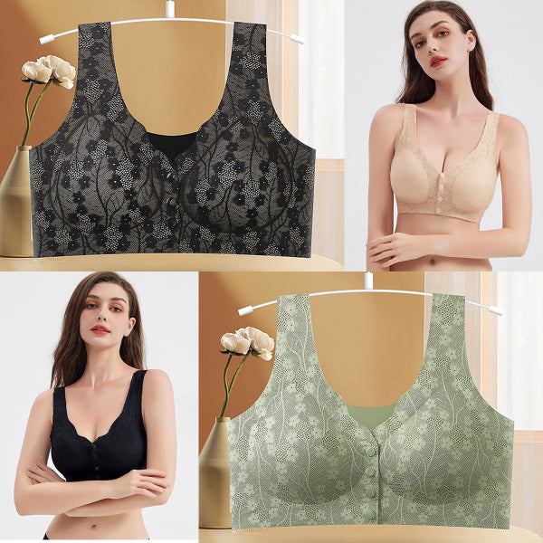 😍😍Лятна разпродажба: 50% отстъпка 【Пакет от 2 части】Безжичен сутиен за жени с копчета отпред ❤️【40-100 кг】