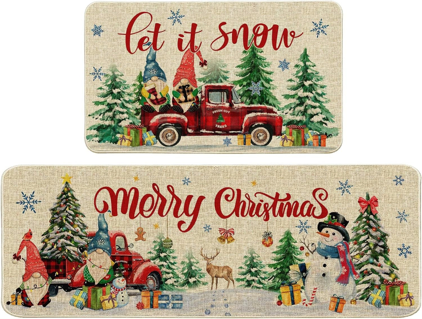 🌲🎁🤶【2 PC】【40*60+40*120cm】Новата коледна стая кухня стая кухненска врата устойчиви на петна декоративни постелки
