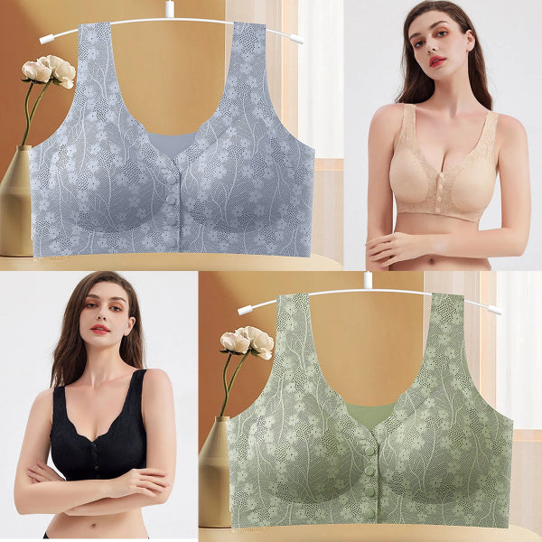 😍😍Лятна разпродажба: 50% отстъпка 【Пакет от 2 части】Безжичен сутиен за жени с копчета отпред ❤️【40-100 кг】