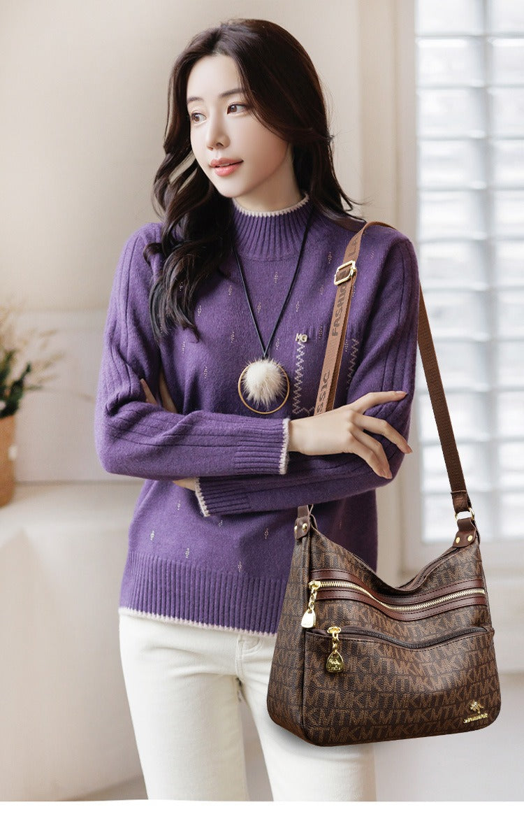 Стилна чанта през рамо от мека кожа с голям капацитет