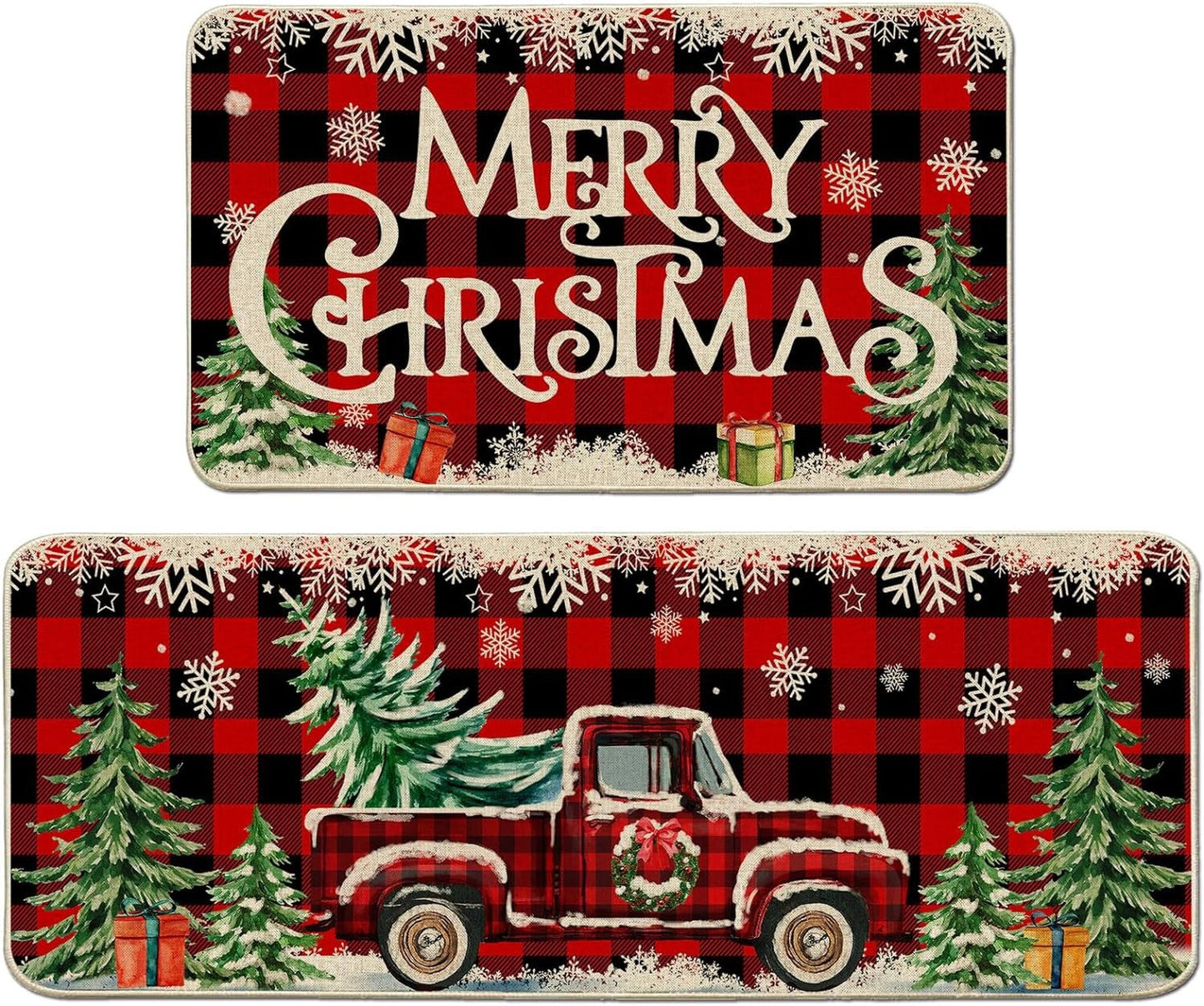 🌲🎁🤶【2 PC】【40*60+40*120cm】Новата коледна стая кухня стая кухненска врата устойчиви на петна декоративни постелки