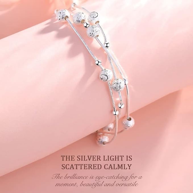 ✨✨ Гривна от сребърни мъниста за късмет 999 с гравиран дизайн