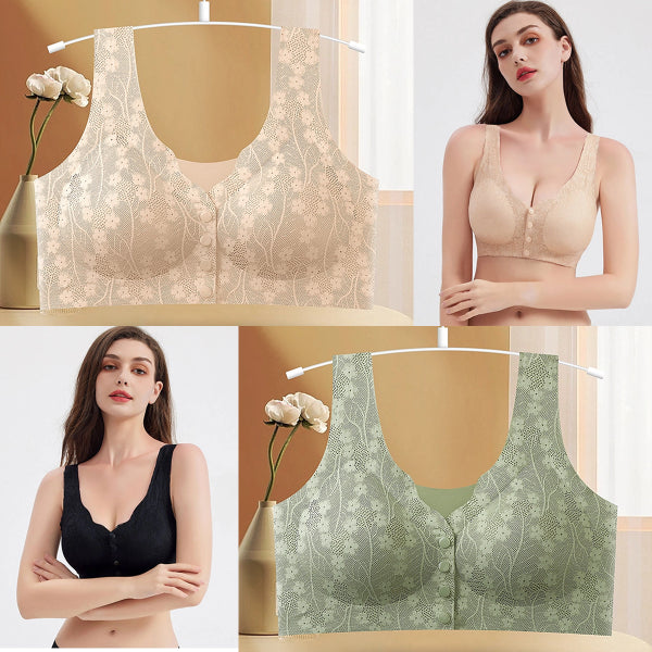 😍😍Лятна разпродажба: 50% отстъпка 【Пакет от 2 части】Безжичен сутиен за жени с копчета отпред ❤️【40-100 кг】