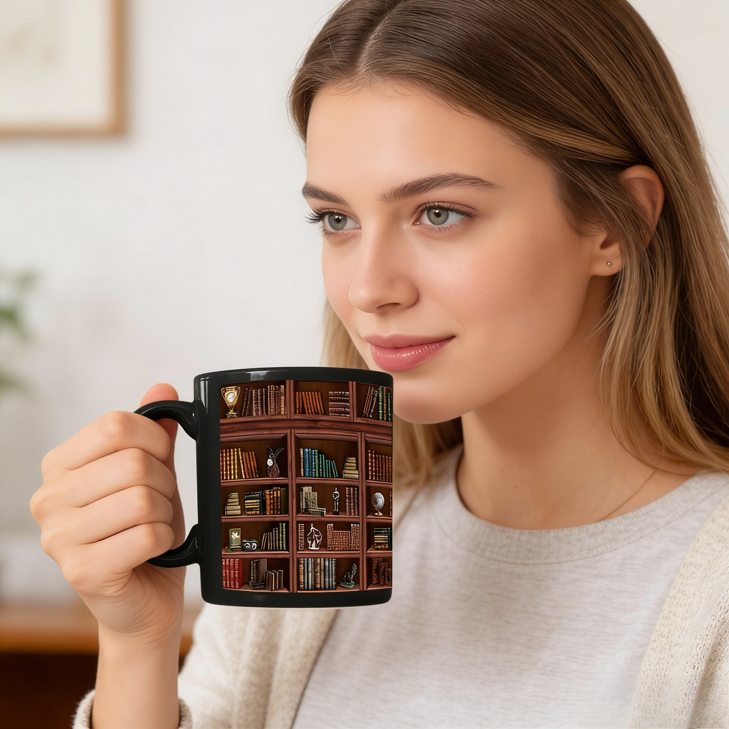 🔥☕Креативно проектирана чаша във формата на етажерка за книги, уникално проектирана чаша за кафе.