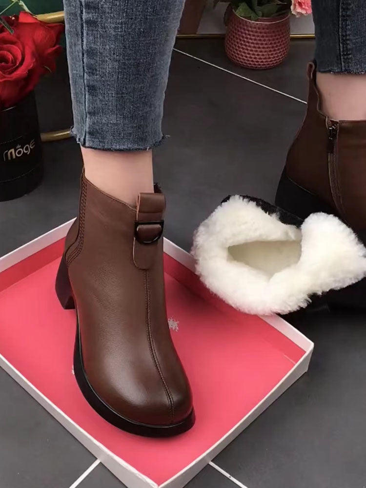 【35-40】Ръчно изработени италиански неплъзгащи се дамски ботуши от естествена кожа