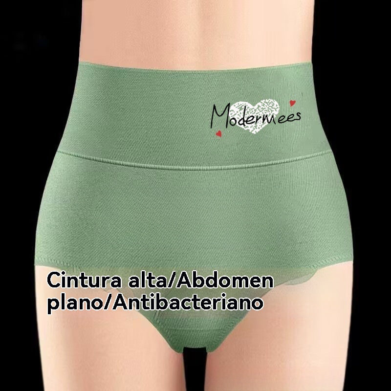 [Пакет от 10] Дамско бельо с висока талия от чист памук, за контрол на корема и повдигане на дупето, антибактериално и удобно, съдържа графен.