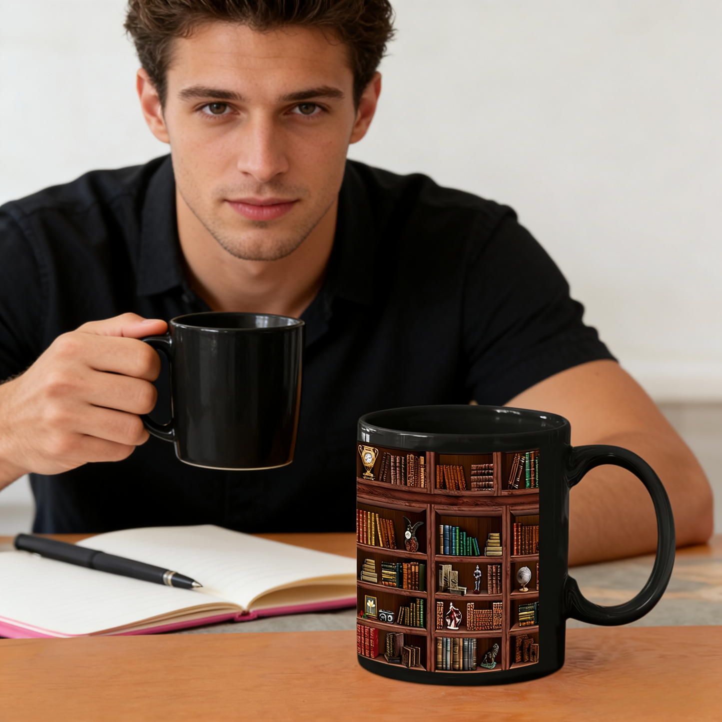 🔥☕Креативно проектирана чаша във формата на етажерка за книги, уникално проектирана чаша за кафе.