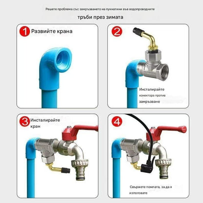🚰🔗🧊Устройство против замръзване на водопроводния кран, 6-точков тройник, външен конектор за водопроводна помпа за северни зими.