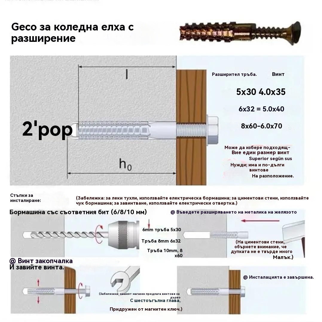 【100/200/300 комплекта】🔩 Супер здрав назъбен метален анкер за здраво закрепване към всяка стена