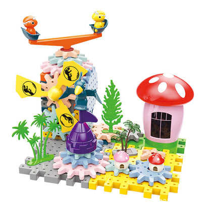 👼🍄🦖🧩Детска играчка-пъзел "Парк с динозаври" - екипировка [електрическа + звукова и светлинна]