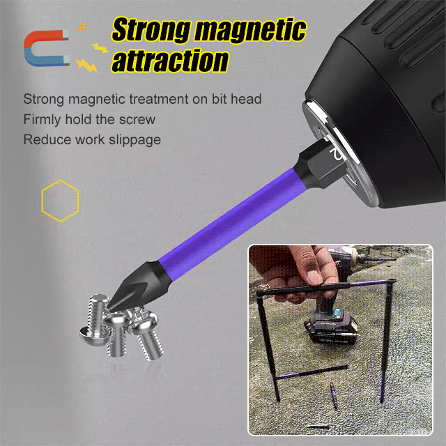 ⚒⚒【Комплект от 6 - Включва основа/25+50+65+70+90+150 мм】Подобрена висока твърдост и силен магнитен бит