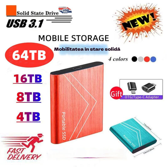 【16TB】💾🚀 Високоскоростен мобилен твърд диск 🖲 | Разширение на капацитета за съхранение на файлове и офис 🔝✨