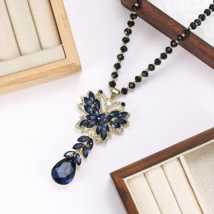 Верижка за пуловер за есен/зима - елегантна висулка с кристална верижка