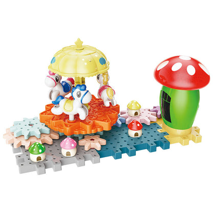 👼🍄🦖🧩Детска играчка-пъзел "Парк с динозаври" - екипировка [електрическа + звукова и светлинна]