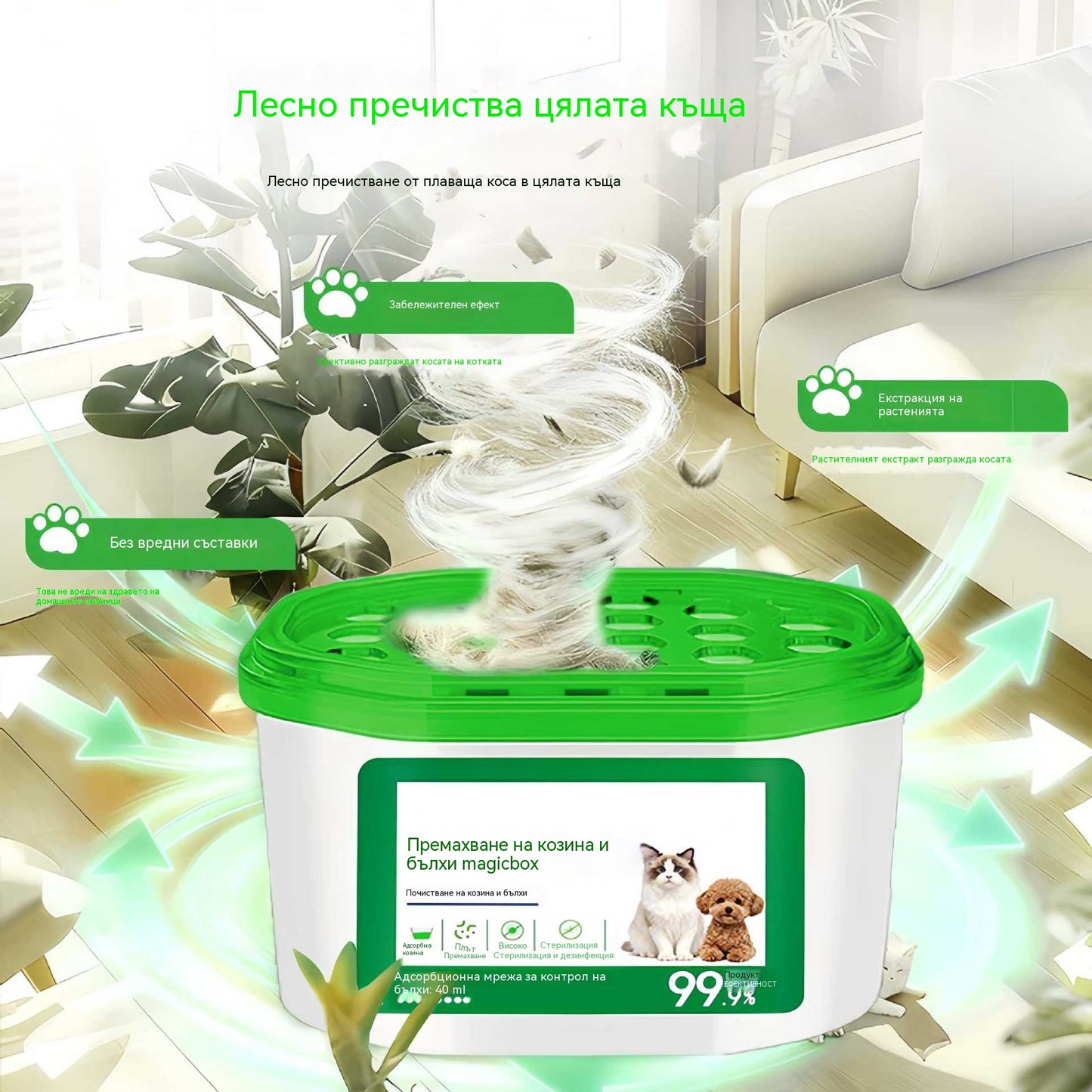 🔥ОФЕРТА 2026 - Вълшебна кутия за премахване на козината и миризмата на домашни любимци в дома