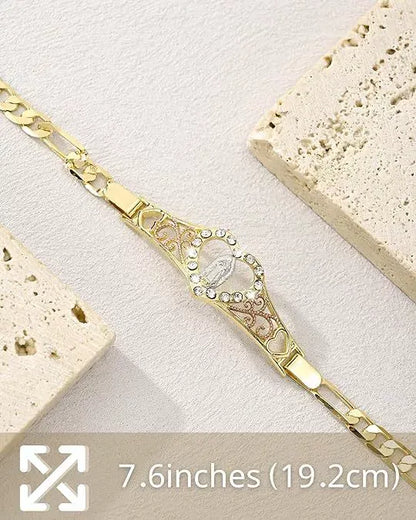 [Молитвена гривна] Кубообразна кристална емблема на Дева Мария, нежно бижу с верижка за жени, подходящо за ежедневно носене и като подарък.