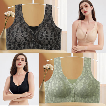 😍😍Лятна разпродажба: 50% отстъпка 【Пакет от 2 части】Безжичен сутиен за жени с копчета отпред ❤️【40-100 кг】