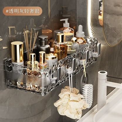 Луксозен стенен рафт за баня - съхранение без пробиване