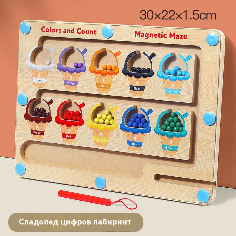 🎮👶🧠Детски дървени магнитни играчки за броене, аритметика, сортиране по цветове, търкаляне на топка и други образователни играчки.