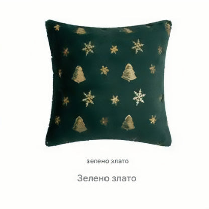 ✨🌲【Комплект от 3 части】Плюшена калъфка за възглавница с бродирана коледна елха и пайети със снежинка