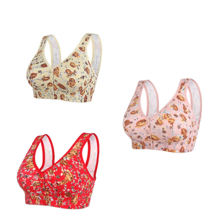 💗💥【Комплект от 3 части супер рентабилен】 Голям сутиен на цветя с копчета отпред