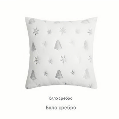 ✨🌲【Комплект от 3 части】Плюшена калъфка за възглавница с бродирана коледна елха и пайети със снежинка