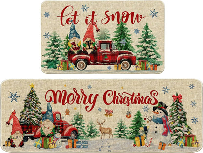 🌲🎁🤶【2 PC】【40*60+40*120cm】Новата коледна стая кухня стая кухненска врата устойчиви на петна декоративни постелки