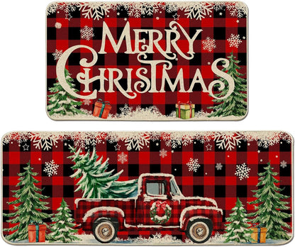 🌲🎁🤶【2 PC】【40*60+40*120cm】Новата коледна стая кухня стая кухненска врата устойчиви на петна декоративни постелки