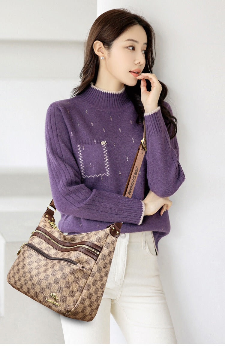 Стилна чанта през рамо от мека кожа с голям капацитет