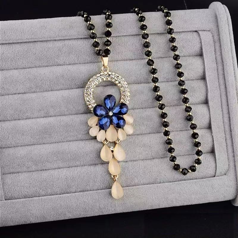 ☀✨Верижка за пуловер за есен/зима - елегантна висулка с кристална верижка