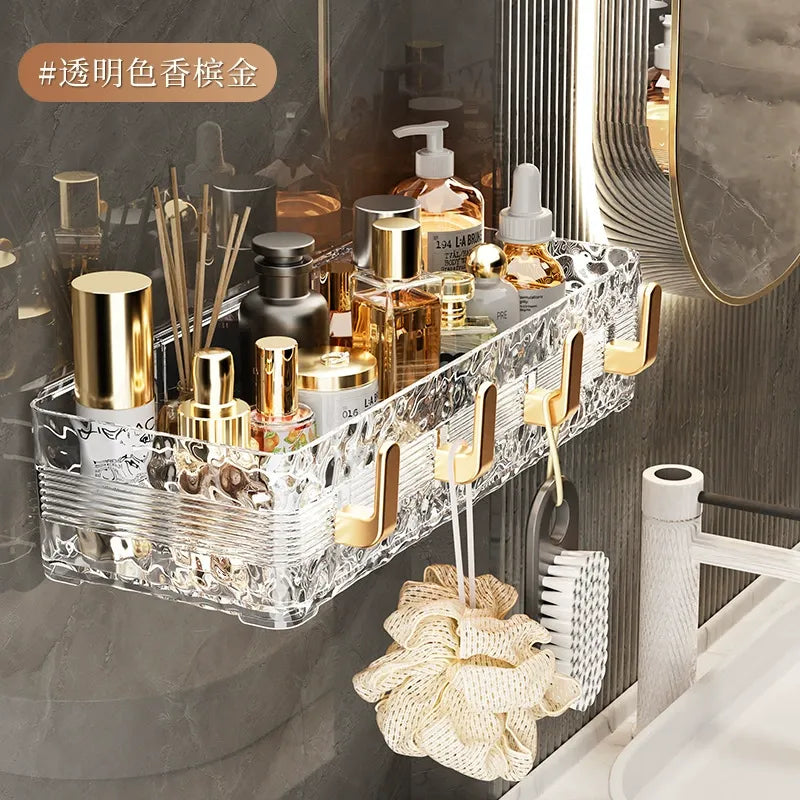 Луксозен стенен рафт за баня - съхранение без пробиване