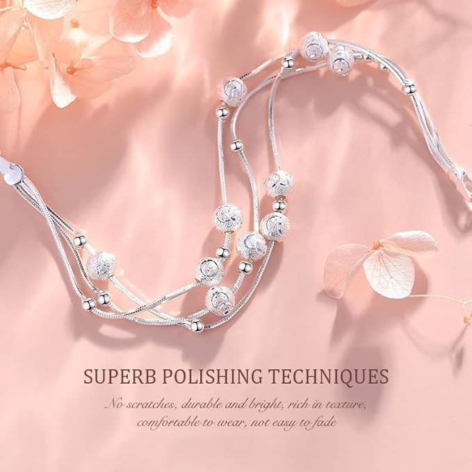 ✨✨ Гривна от сребърни мъниста за късмет 999 с гравиран дизайн