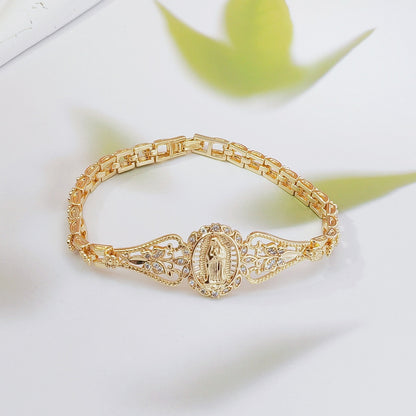 [Молитвена гривна] Кубообразна кристална емблема на Дева Мария, нежно бижу с верижка за жени, подходящо за ежедневно носене и като подарък.