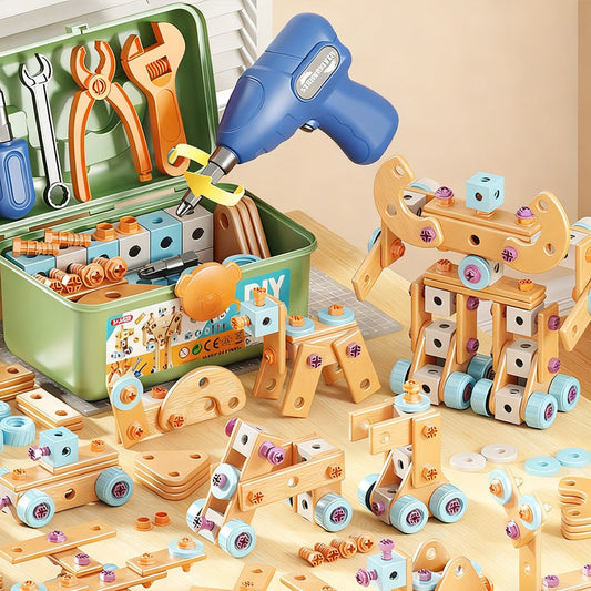 🧒🛠️🧩🔥Детски инструменти за ремонт, играчки за затягане на винтове, образователна практична разглобяема електрическа бормашина и отвертка