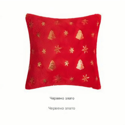 ✨🌲【Комплект от 3 части】Плюшена калъфка за възглавница с бродирана коледна елха и пайети със снежинка