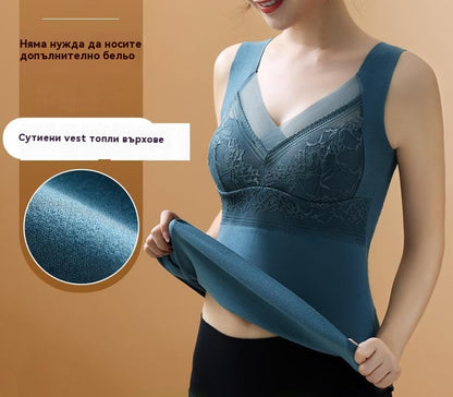 ❤️【40-100kg】3 броя есенно-зимно бельо | Гъша кадифе с дантела | Поддържа и предпазва гърдите ✅Предпазва от увисване на гърдите ❤️