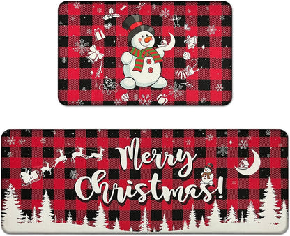 🌲🎁🤶【2 PC】【40*60+40*120cm】Новата коледна стая кухня стая кухненска врата устойчиви на петна декоративни постелки