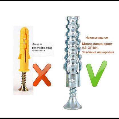 【100/200/300 комплекта】🔩 Супер здрав назъбен метален анкер за здраво закрепване към всяка стена