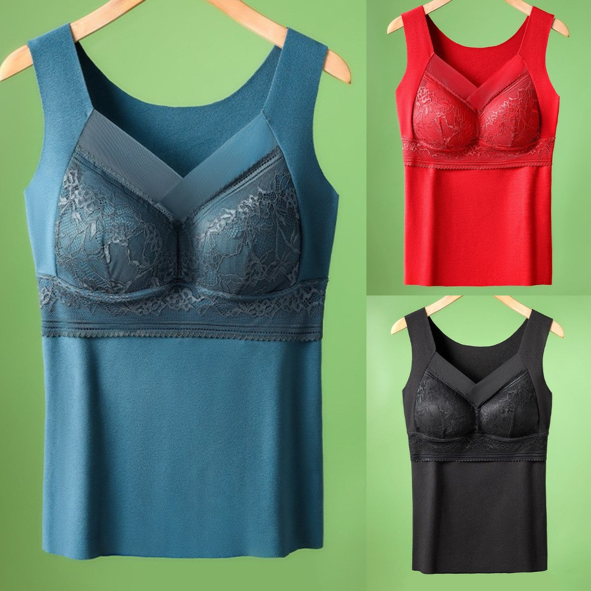 ❤️【40-100kg】3 броя есенно-зимно бельо | Гъша кадифе с дантела | Поддържа и предпазва гърдите ✅Предпазва от увисване на гърдите ❤️